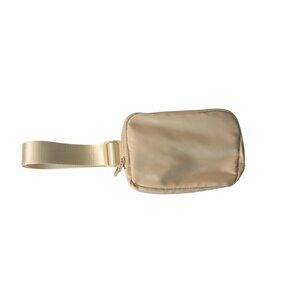 Cream Nylon Belt Bag With Adjustable Strap & Multiple Pockets